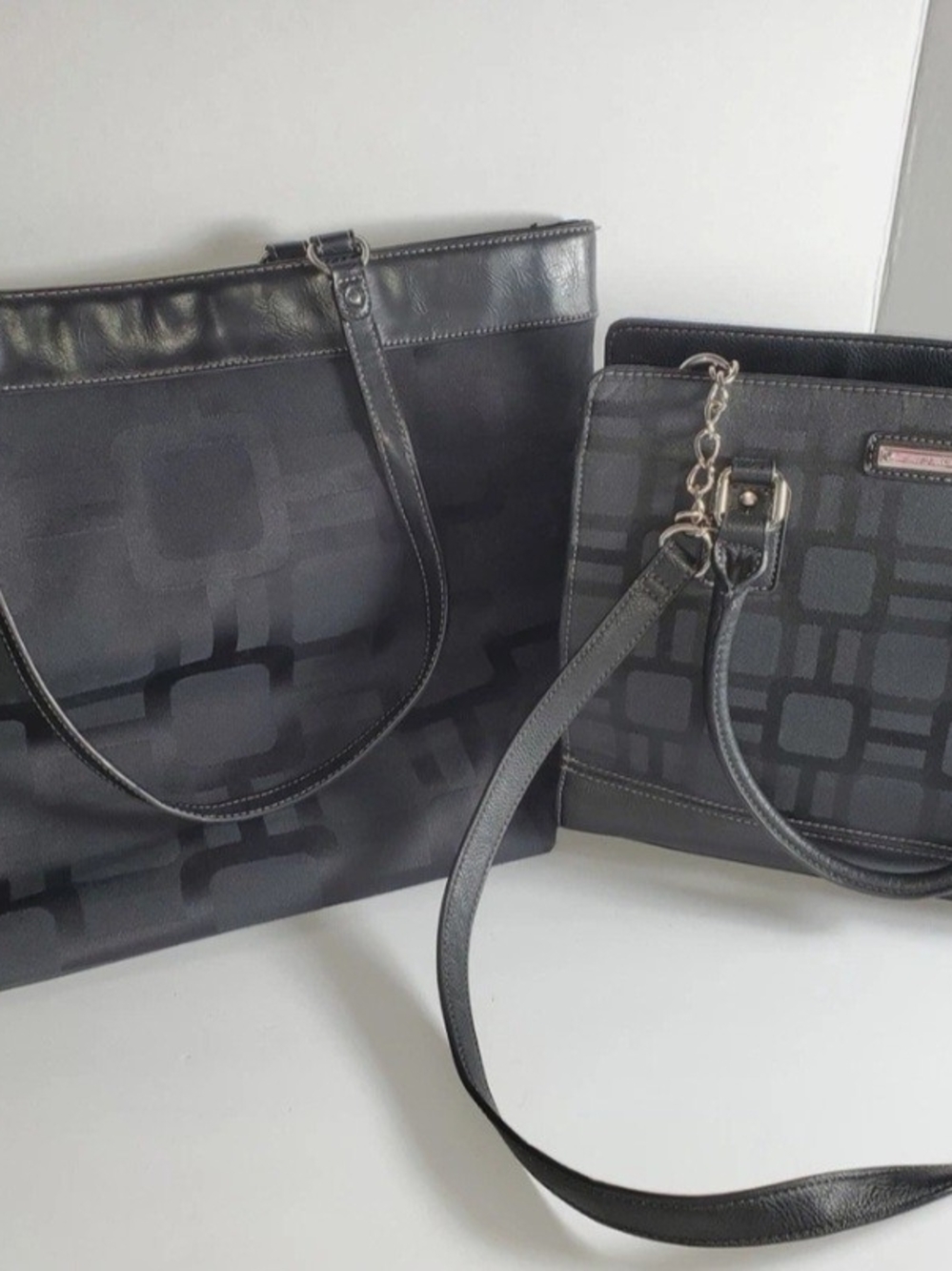 Nine West Black Jacquard Monogram Tote & Satchel bags *Bundle*